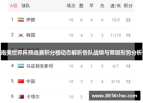 南美世界杯预选赛积分榜动态解析各队战绩与晋级形势分析